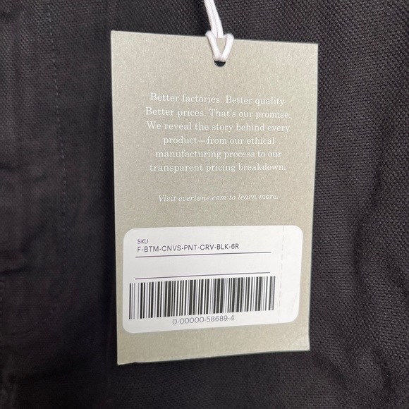 NWT Everlane Curved Canvas Pants Size 6 - Picture 7 of 8